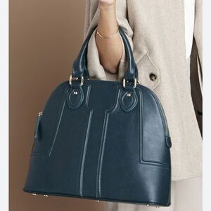 Sole Society Marlow Structured Dome Satchel Woodland Green With Shoulder Strap